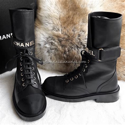 chanel over knee boots|chanel lace up combat boots.